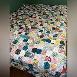 Vintage Handmade YoYo Quilt Queen size